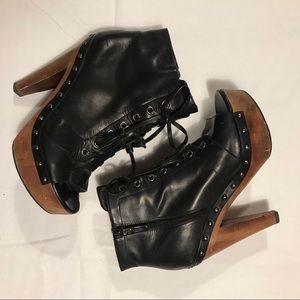 Via Spiga Open Toe Platform Open Toe Laced Booties